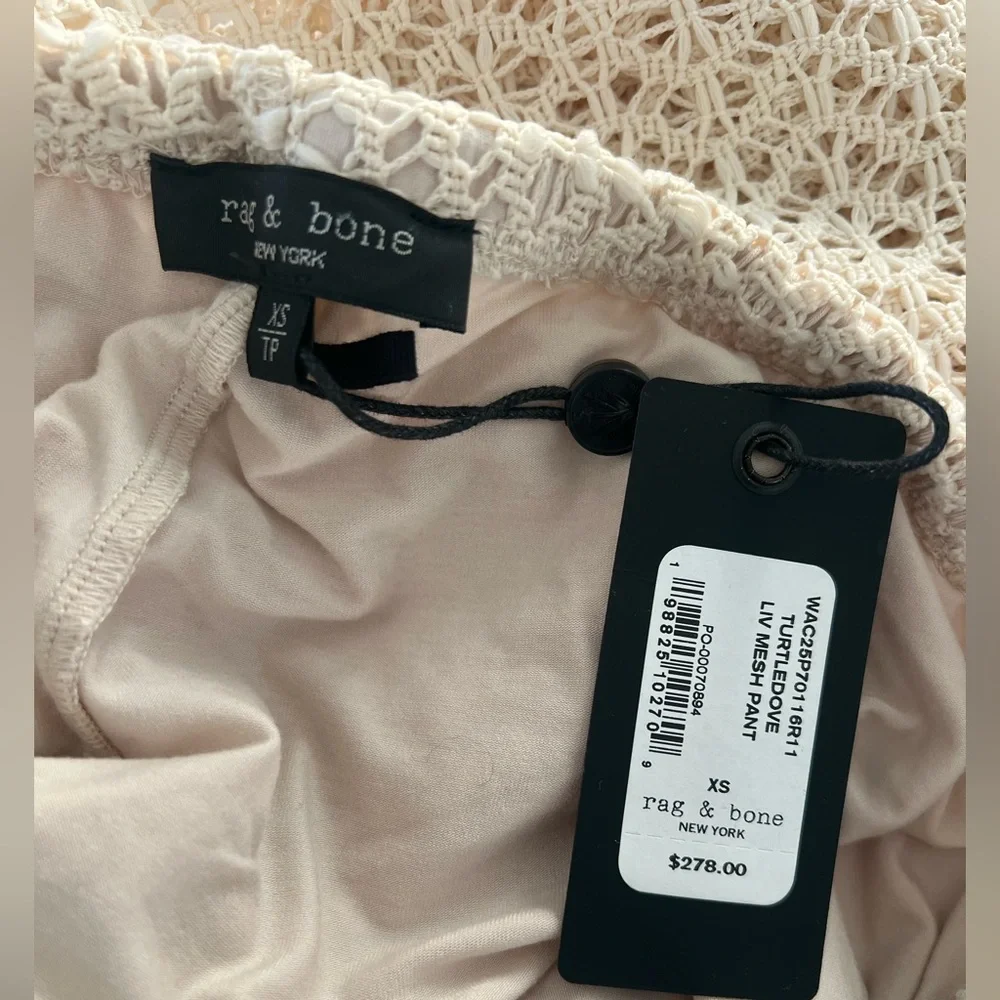 NWT $278 Rag & Bone Cream Crochet Wide Leg Pants Liv  Mesh Turtledove Size XS - Picture 10 of 14